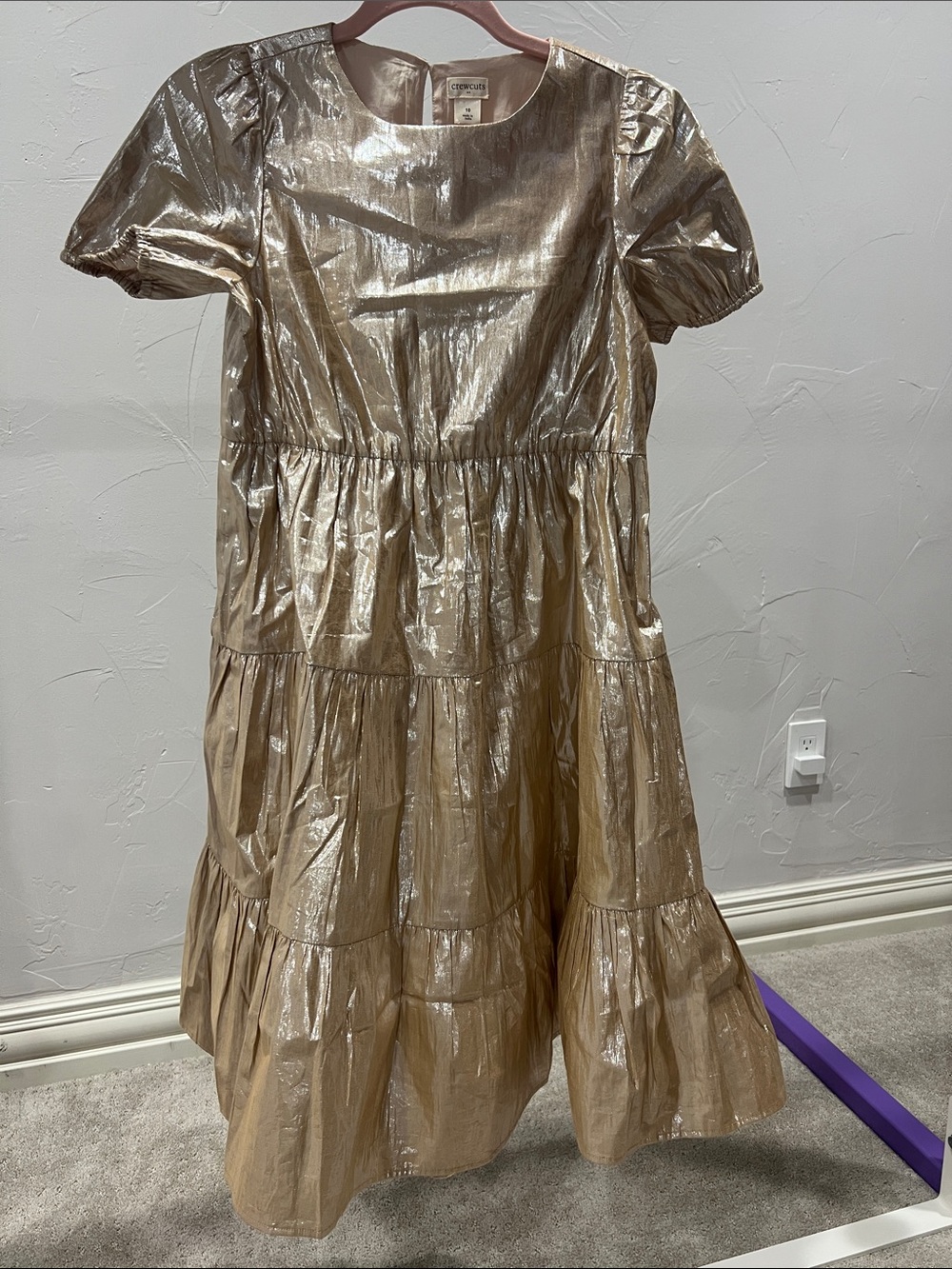 Crewcuts soft gold metallic dress